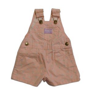 Vintage Oshkosh B'Gosh baby girl infant overalls pastel pink with flowers 3/6m